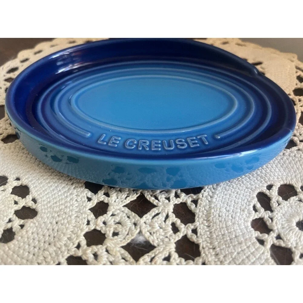 Le Creuset Stoneware Oval Spoon Rest Azure Blue NEW